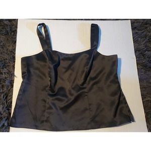Collection Dressbarn Black Satin Formal Tank Top Layering Wide Straps Size 18W